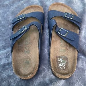 Navy Heather Birkenstock leather sandals used size 40